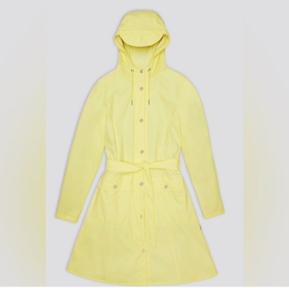 NWT Rains Waterproff Curve W Jacket  Straw Pale Yellow Denmark M L XL Women's - Picture 3 of 9